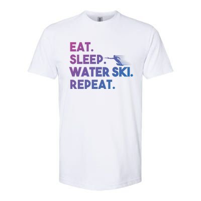 Eat Sleep Water Ski Repeat Funny Water Skier Skiing Lover Cool Gift Softstyle CVC T-Shirt