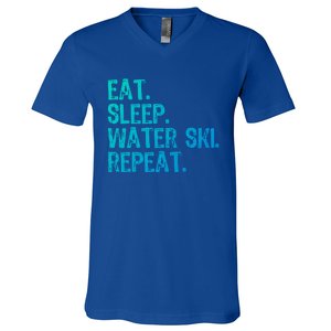 Eat Sleep Water Ski Repeat Skiing Skier Funny Waterski Gift V-Neck T-Shirt