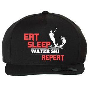 Eat Sleep Water Ski Repeat Water Skiing Wakeboarding Gift Wool Snapback Cap