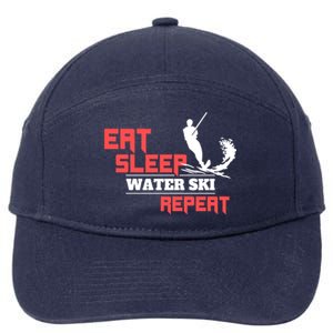 Eat Sleep Water Ski Repeat Water Skiing Wakeboarding Gift 7-Panel Snapback Hat