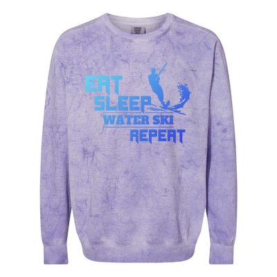 Eat Sleep Water Ski Repeat Water Skiing Wakeboarding Funny Gift Colorblast Crewneck Sweatshirt