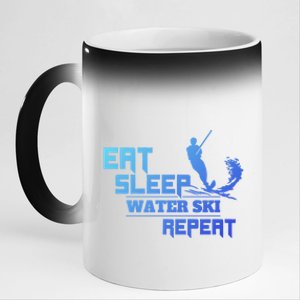 Eat Sleep Water Ski Repeat Water Skiing Wakeboarding Funny Gift 11oz Black Color Changing Mug