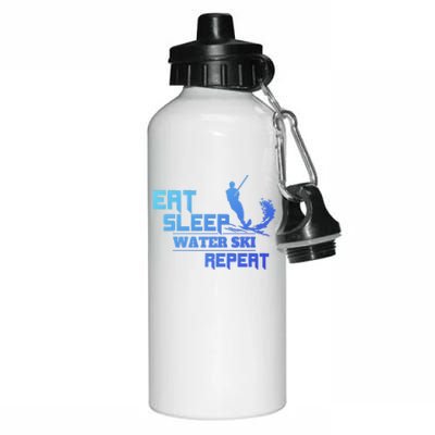 Eat Sleep Water Ski Repeat Water Skiing Wakeboarding Funny Gift Aluminum Water Bottle 