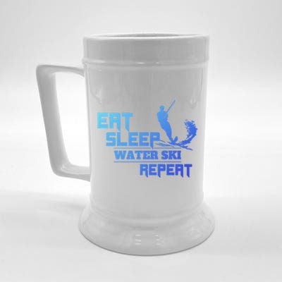 Eat Sleep Water Ski Repeat Water Skiing Wakeboarding Funny Gift Beer Stein