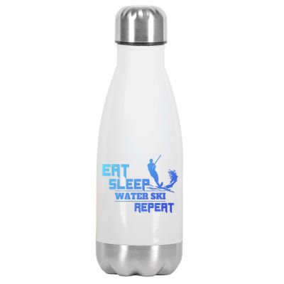 Eat Sleep Water Ski Repeat Water Skiing Wakeboarding Funny Gift Stainless Steel Insulated Water Bottle