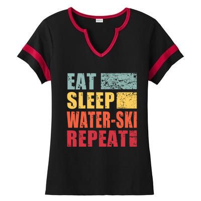 Eat Sleep WaterSki Repeat Gift Ladies Halftime Notch Neck Tee