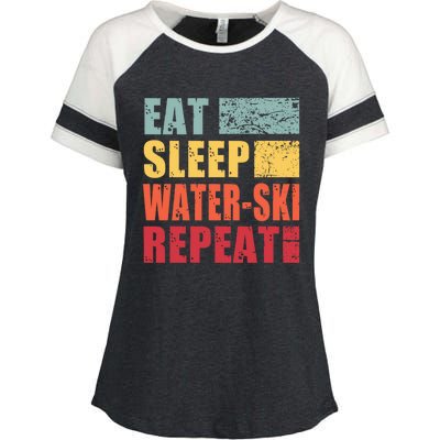 Eat Sleep WaterSki Repeat Gift Enza Ladies Jersey Colorblock Tee