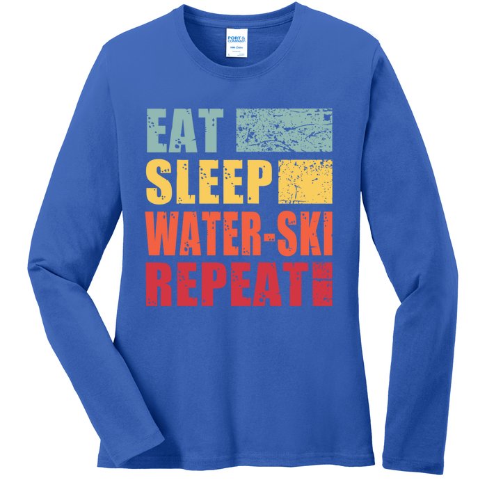 Eat Sleep WaterSki Repeat Gift Ladies Long Sleeve Shirt