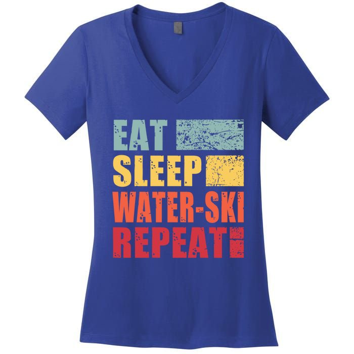 Eat Sleep WaterSki Repeat Gift Women's V-Neck T-Shirt