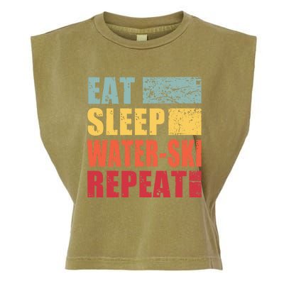 Eat Sleep WaterSki Repeat Gift Garment-Dyed Women's Muscle Tee