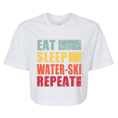 Eat Sleep WaterSki Repeat Gift Bella+Canvas Jersey Crop Tee