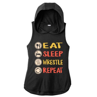 Eat Sleep Wrestle Repeat Wresting Wrestler Combat Coach Meaningful Gift Ladies PosiCharge Tri-Blend Wicking Draft Hoodie Tank