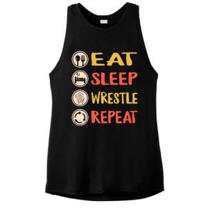 Eat Sleep Wrestle Repeat Wresting Wrestler Combat Coach Meaningful Gift Ladies PosiCharge Tri-Blend Wicking Tank