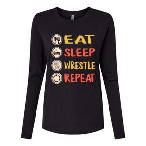 Eat Sleep Wrestle Repeat Wresting Wrestler Combat Coach Meaningful Gift Womens Cotton Relaxed Long Sleeve T-Shirt