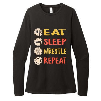 Eat Sleep Wrestle Repeat Wresting Wrestler Combat Coach Meaningful Gift Womens CVC Long Sleeve Shirt