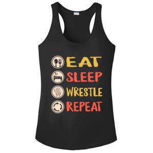 Eat Sleep Wrestle Repeat Wresting Wrestler Combat Coach Meaningful Gift Ladies PosiCharge Competitor Racerback Tank