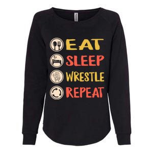 Eat Sleep Wrestle Repeat Wresting Wrestler Combat Coach Meaningful Gift Womens California Wash Sweatshirt