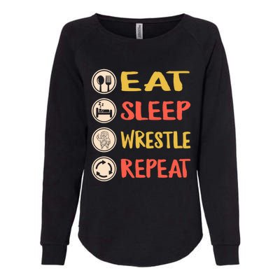 Eat Sleep Wrestle Repeat Wresting Wrestler Combat Coach Meaningful Gift Womens California Wash Sweatshirt