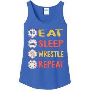 Eat Sleep Wrestle Repeat Wresting Wrestler Combat Coach Meaningful Gift Ladies Essential Tank