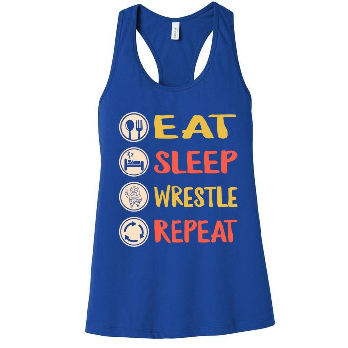 Eat Sleep Wrestle Repeat Wresting Wrestler Combat Coach Meaningful Gift Women's Racerback Tank