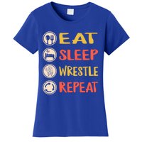 Eat Sleep Wrestle Repeat Wresting Wrestler Combat Coach Meaningful Gift Women's T-Shirt