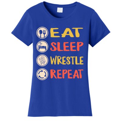 Eat Sleep Wrestle Repeat Wresting Wrestler Combat Coach Meaningful Gift Women's T-Shirt