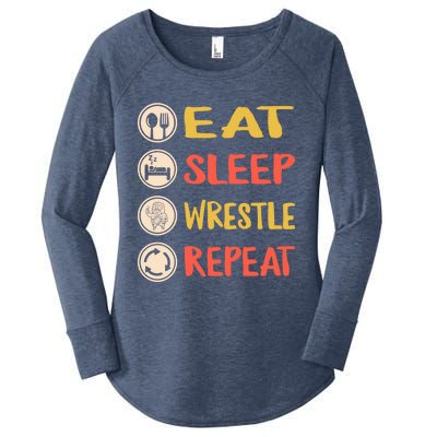 Eat Sleep Wrestle Repeat Wresting Wrestler Combat Coach Meaningful Gift Women's Perfect Tri Tunic Long Sleeve Shirt