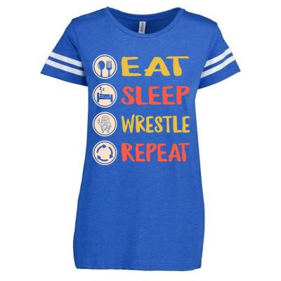 Eat Sleep Wrestle Repeat Wresting Wrestler Combat Coach Meaningful Gift Enza Ladies Jersey Football T-Shirt