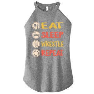 Eat Sleep Wrestle Repeat Wresting Wrestler Combat Coach Meaningful Gift Women's Perfect Tri Rocker Tank