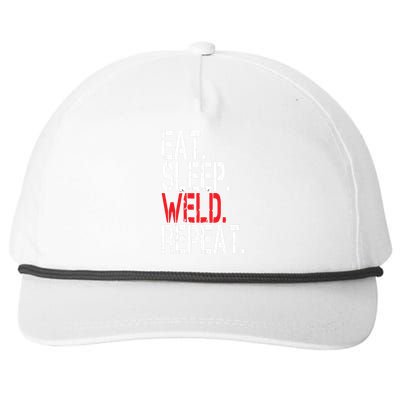 Eat Sleep Weld Repeat Funny Welder Snapback Five-Panel Rope Hat