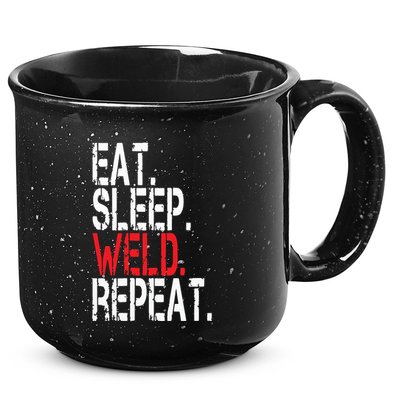 Eat Sleep Weld Repeat Funny Welder 15oz Campfire Ceramic Mug