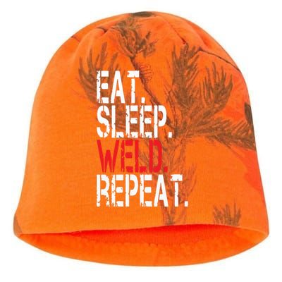 Eat Sleep Weld Repeat Funny Welder Kati - Camo Knit Beanie