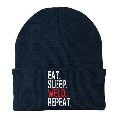 Eat Sleep Weld Repeat Funny Welder Knit Cap Winter Beanie