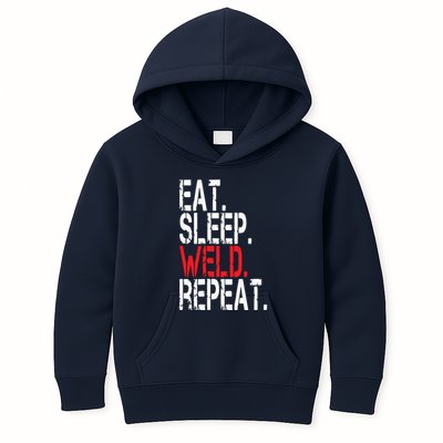 Eat Sleep Weld Repeat Funny Welder Kids Hoodie