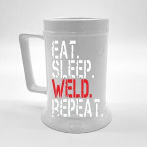 Eat Sleep Weld Repeat Funny Welder Beer Stein