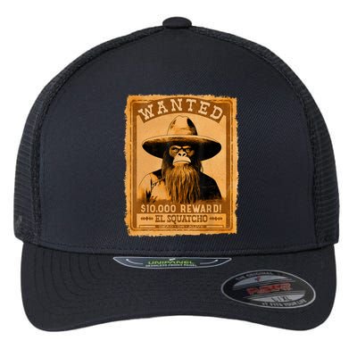 El Squatcho Wanted Poster – Western Bigfoot Funny Sasquatch Flexfit Unipanel Trucker Cap
