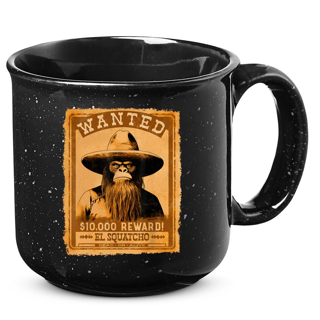 El Squatcho Wanted Poster – Western Bigfoot Funny Sasquatch 15oz Campfire Ceramic Mug
