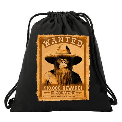 El Squatcho Wanted Poster – Western Bigfoot Funny Sasquatch Drawstring Bag