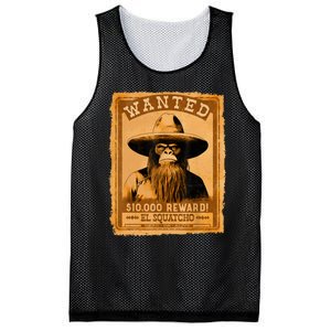 El Squatcho Wanted Poster – Western Bigfoot Funny Sasquatch Mesh Reversible Basketball Jersey Tank