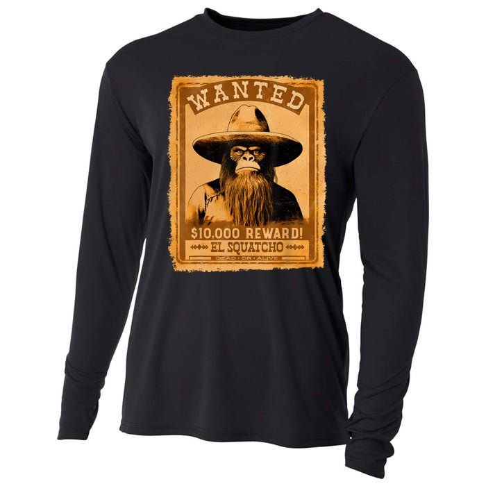 El Squatcho Wanted Poster – Western Bigfoot Funny Sasquatch Cooling Performance Long Sleeve Crew