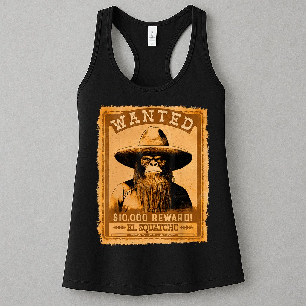 El Squatcho Wanted Poster – Western Bigfoot Funny Sasquatch Womens Tank Top