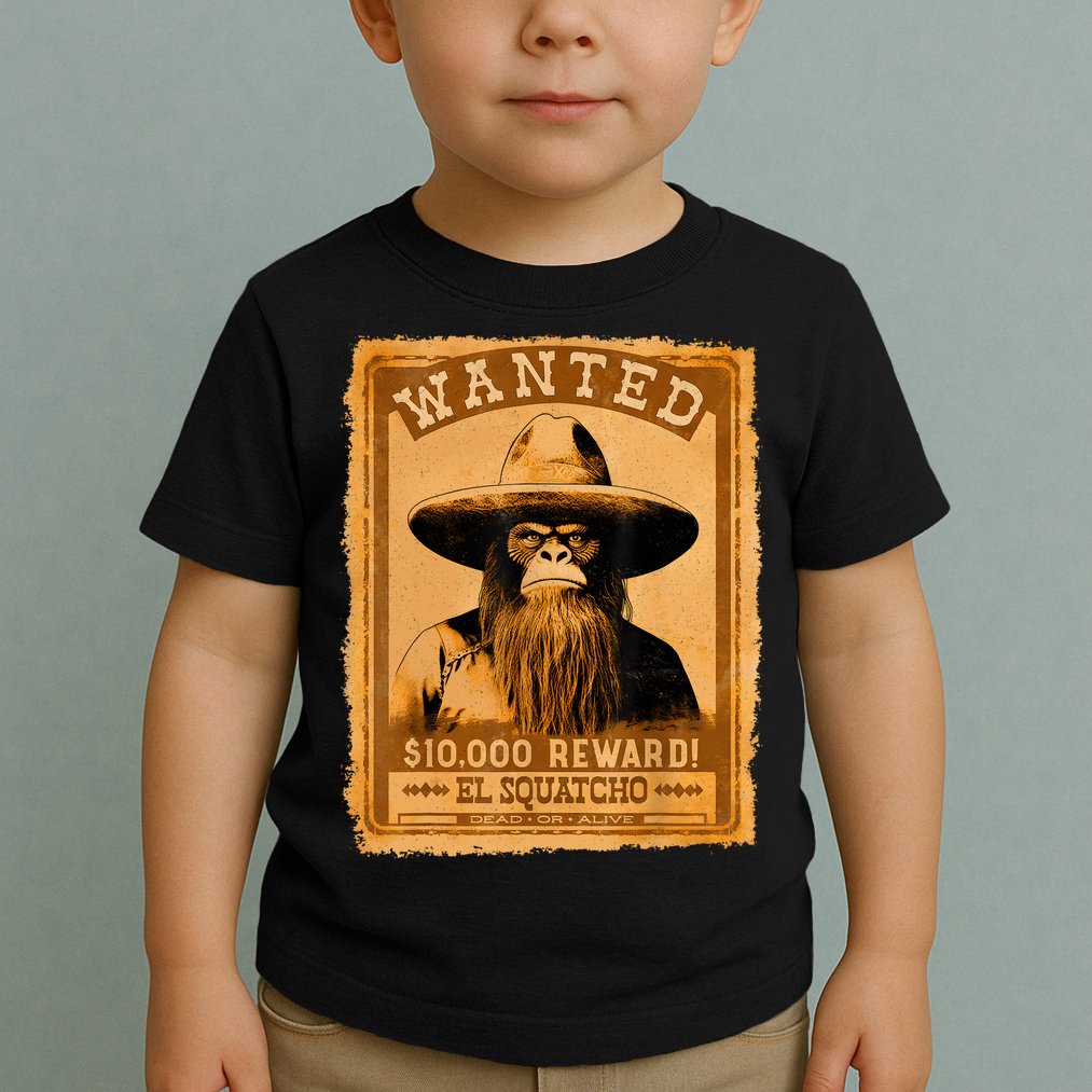 El Squatcho Wanted Poster – Western Bigfoot Funny Sasquatch Toddler T-Shirt
