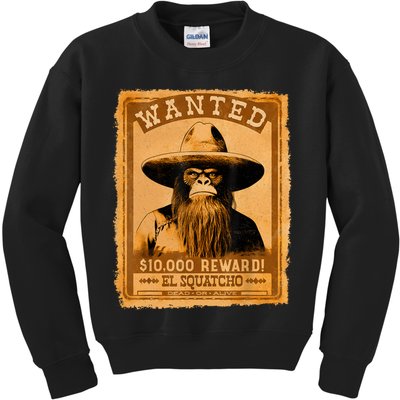 El Squatcho Wanted Poster – Western Bigfoot Funny Sasquatch Kids Sweatshirt