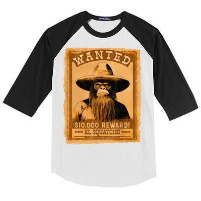 El Squatcho Wanted Poster – Western Bigfoot Funny Sasquatch Kids Colorblock Raglan Jersey