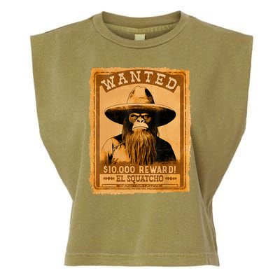 El Squatcho Wanted Poster – Western Bigfoot Funny Sasquatch Garment-Dyed Women's Muscle Tee