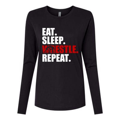 Eat Sleep Wrestle, Repeat Wrestle Womens Cotton Relaxed Long Sleeve T-Shirt