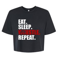 Eat Sleep Wrestle, Repeat Wrestle Bella+Canvas Jersey Crop Tee