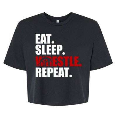 Eat Sleep Wrestle, Repeat Wrestle Bella+Canvas Jersey Crop Tee