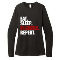 Eat Sleep Wrestle, Repeat Wrestle Womens CVC Long Sleeve Shirt