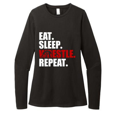 Eat Sleep Wrestle, Repeat Wrestle Womens CVC Long Sleeve Shirt